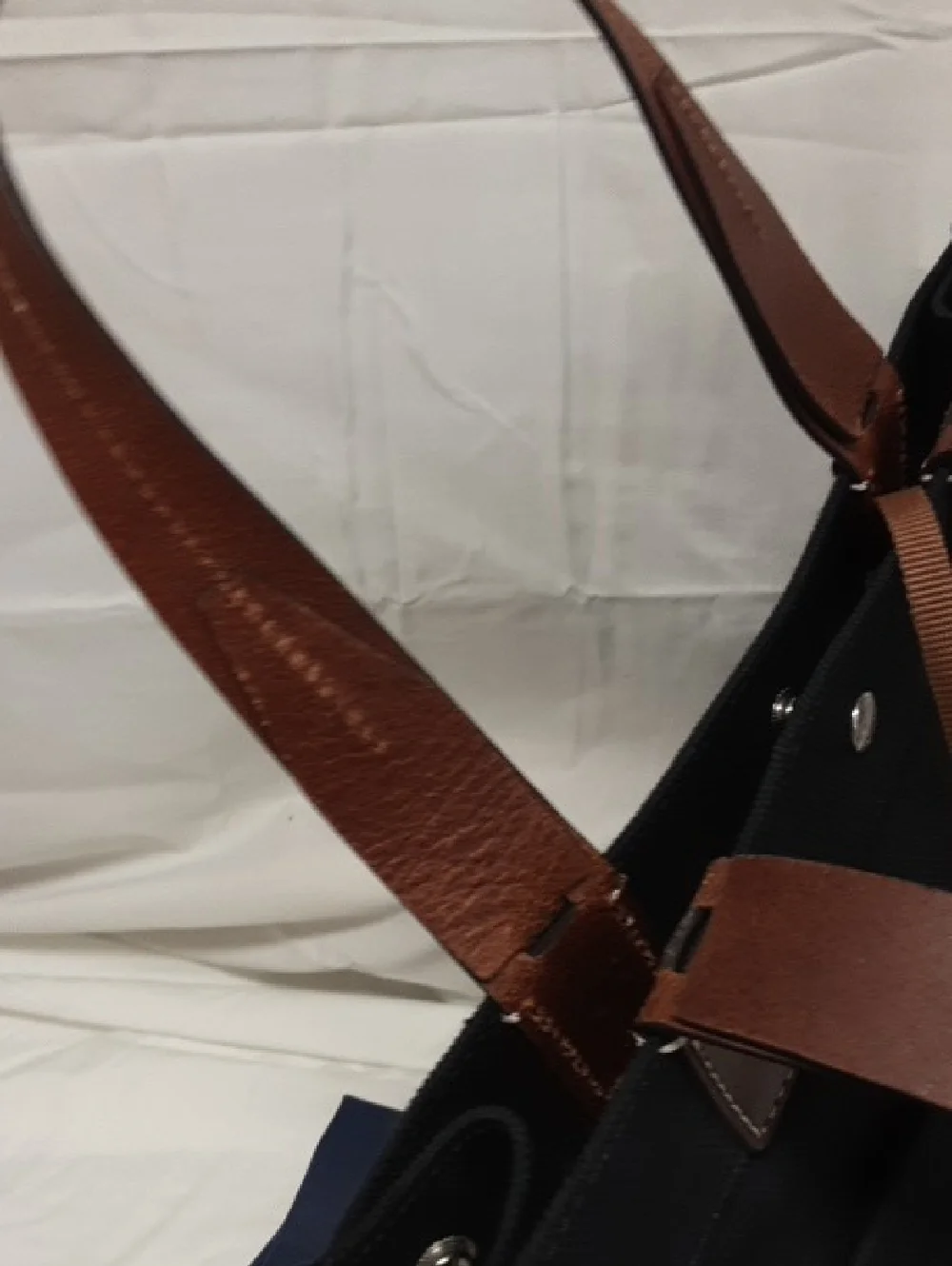 Dooney & Bourke Black Canvas Tote Style Handbag with Brown Leather Handles